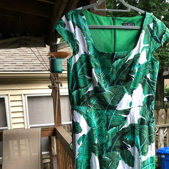 XL ModCloth style dress Pukavt in tropical leaf print XL - Picture 1 of 5